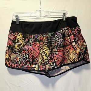 Reebok Women's Black and Multicolor Athletic Shorts